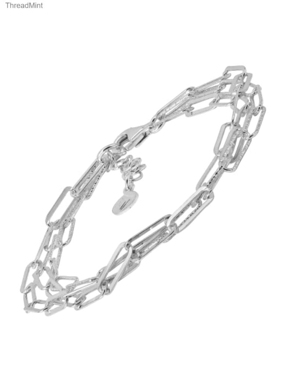 Sterling Silver Paper Clip Link Bracelet with Lobster Claw Clasp